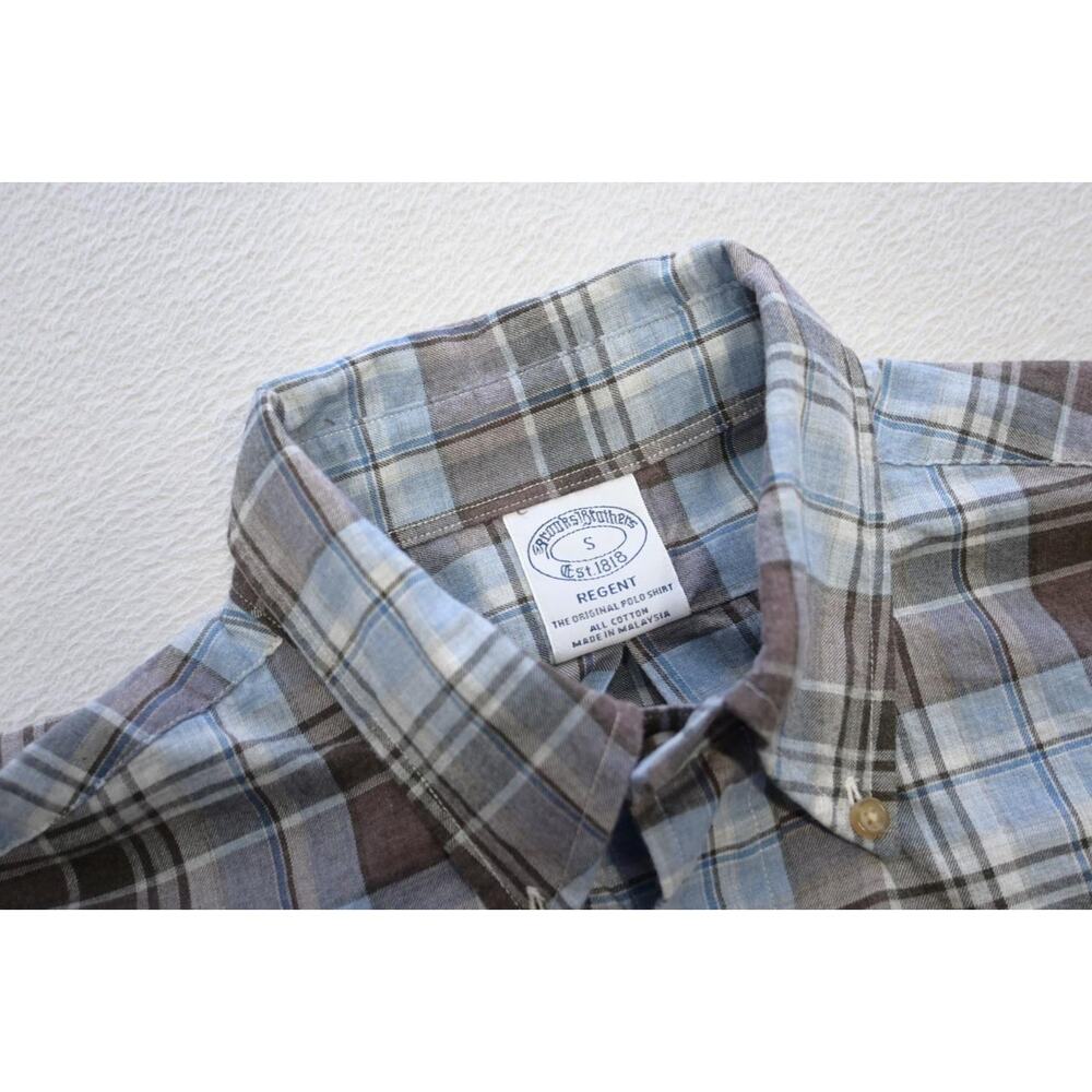 Brooks Brothers Dress Shirt Regent Plaid Button Up Long‎ Sleeve Mens Size Small